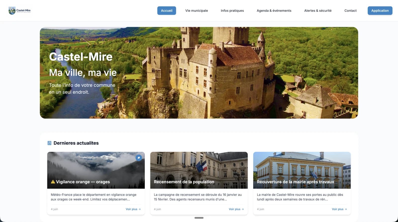 Site web Silia de la mairie de Castel-Mire