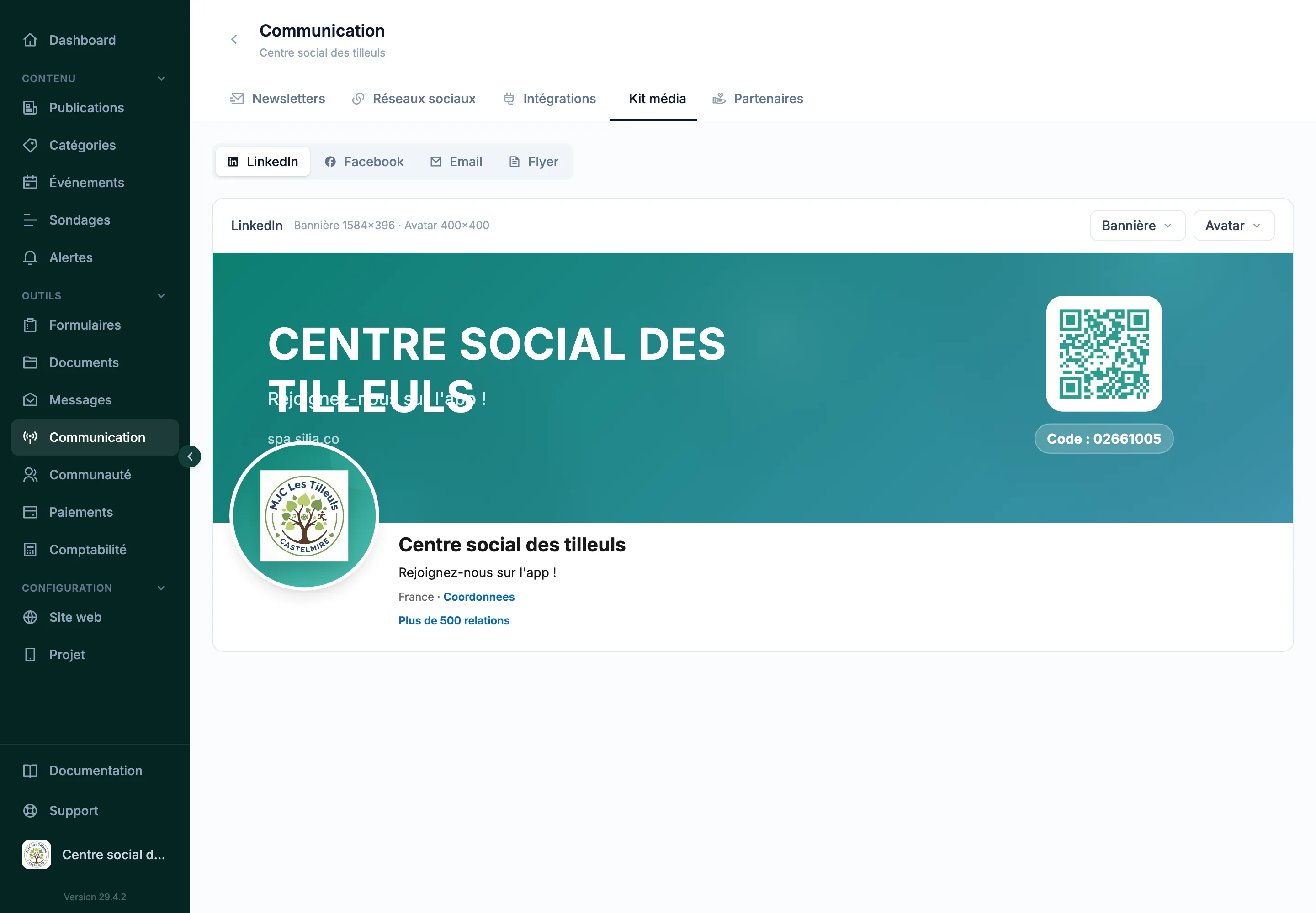 Kit média Silia : bannières, avatars et flyers de l'association