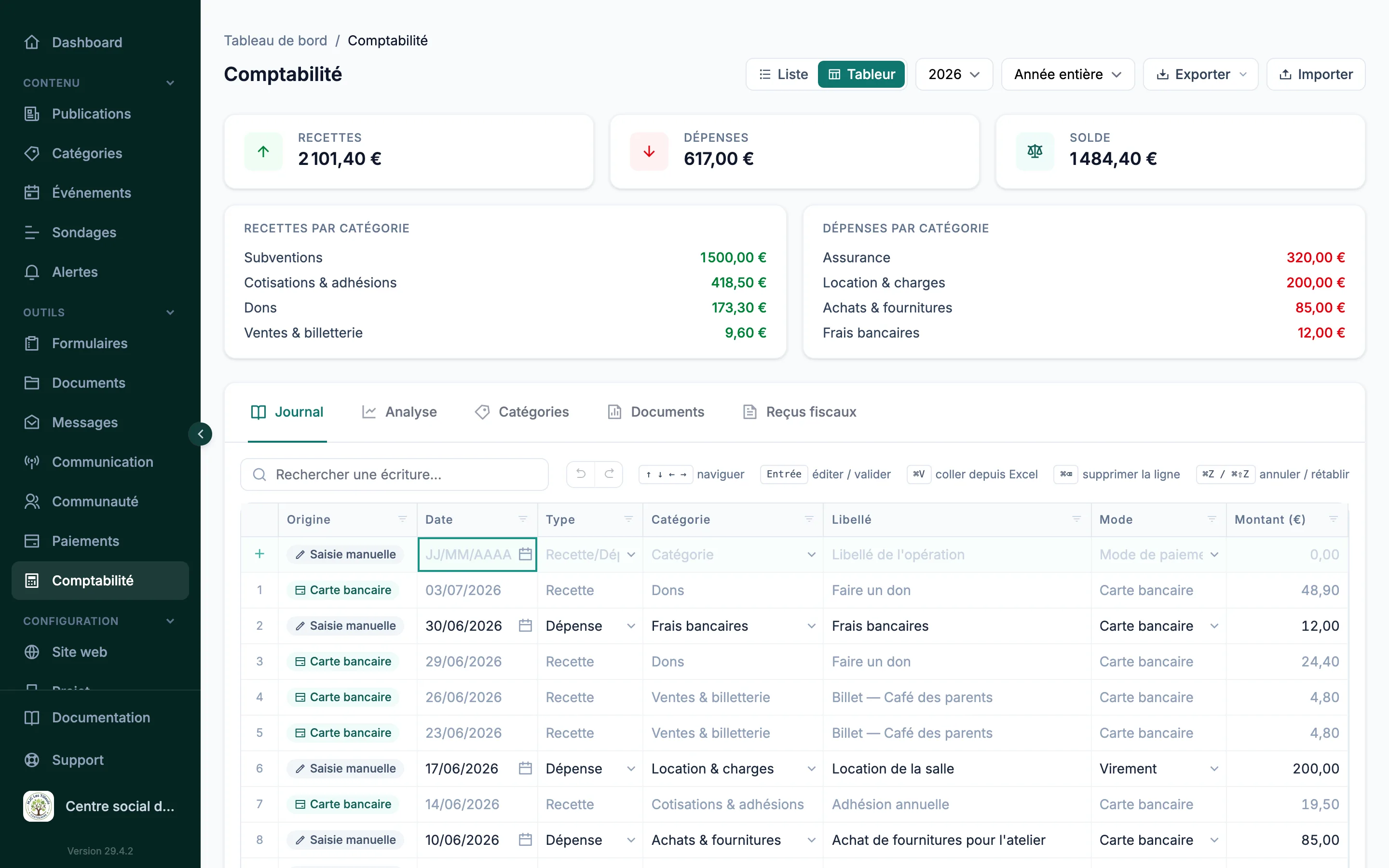 Journal comptable Silia : les paiements par lien remontent automatiquement en recettes