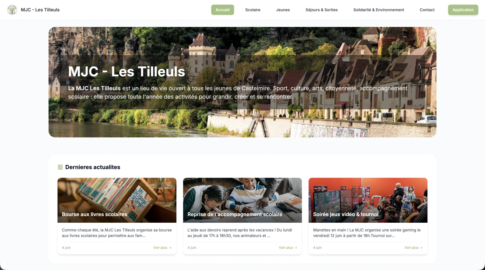 Site internet d'une association créé avec Silia : actualités, événements et billetterie en ligne