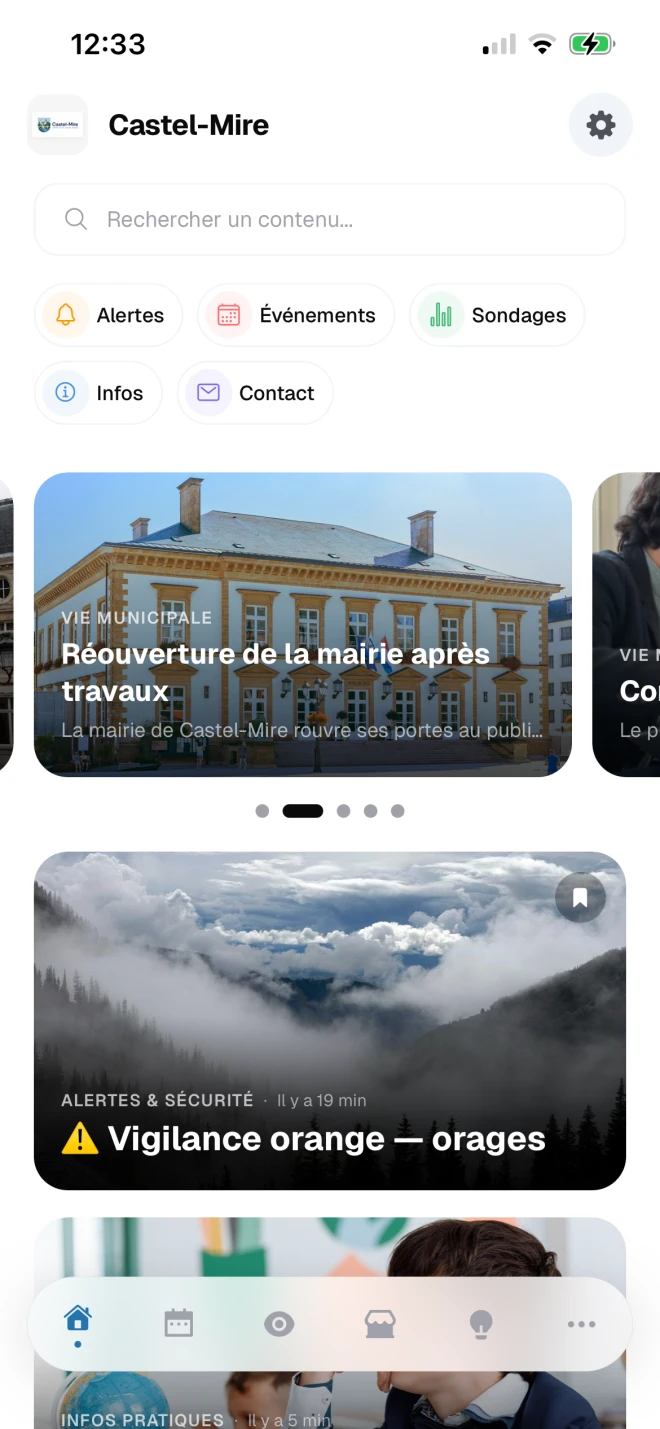 Alerte urgente diffusée dans l'application mobile : vigilance météo en tête du fil d'actualité